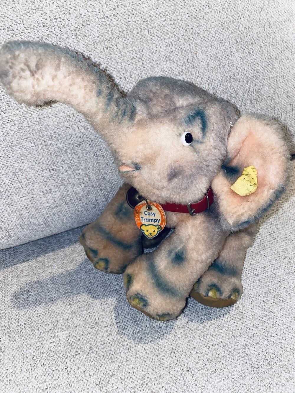 Vintage 1950-60's STEIFF Cosy Trampy Elephant Stuffed Animal Doll Antique German